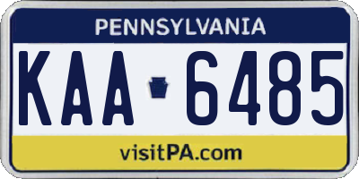 PA license plate KAA6485