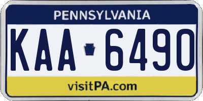 PA license plate KAA6490