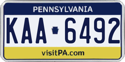 PA license plate KAA6492