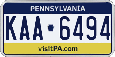 PA license plate KAA6494