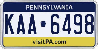 PA license plate KAA6498