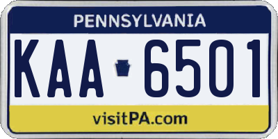 PA license plate KAA6501