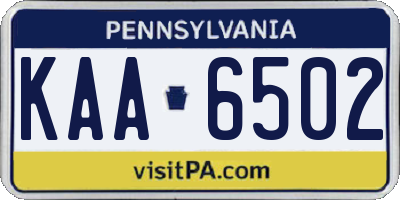 PA license plate KAA6502
