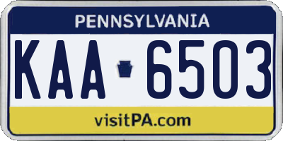 PA license plate KAA6503