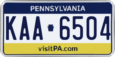 PA license plate KAA6504
