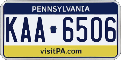 PA license plate KAA6506