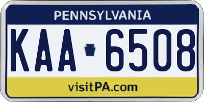 PA license plate KAA6508