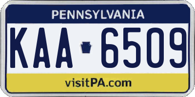 PA license plate KAA6509
