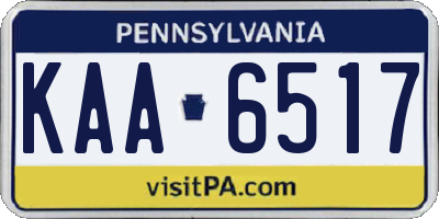 PA license plate KAA6517