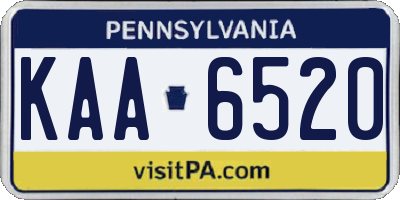 PA license plate KAA6520