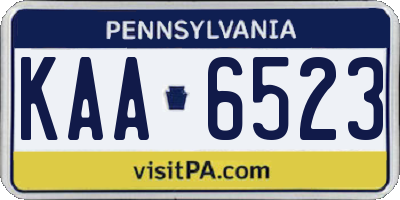 PA license plate KAA6523