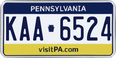 PA license plate KAA6524