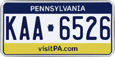 PA license plate KAA6526
