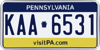 PA license plate KAA6531