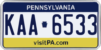 PA license plate KAA6533