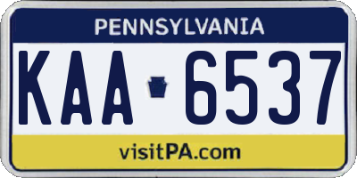 PA license plate KAA6537