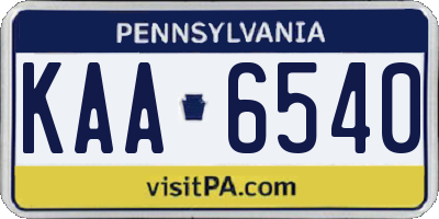 PA license plate KAA6540