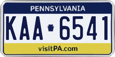 PA license plate KAA6541