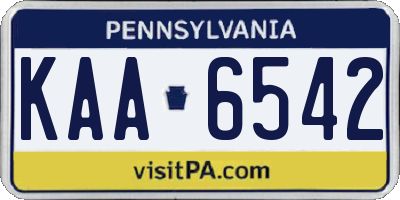 PA license plate KAA6542