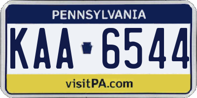PA license plate KAA6544