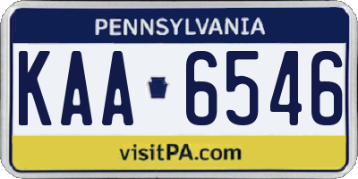 PA license plate KAA6546