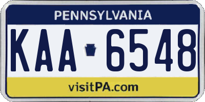 PA license plate KAA6548