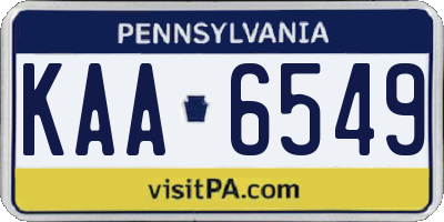 PA license plate KAA6549