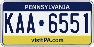 PA license plate KAA6551