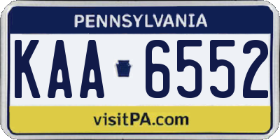 PA license plate KAA6552