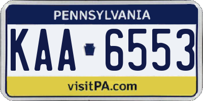 PA license plate KAA6553