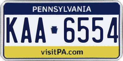 PA license plate KAA6554