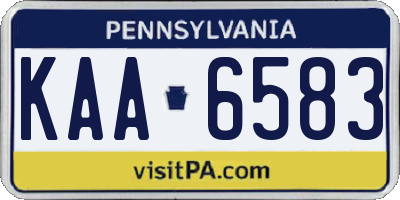 PA license plate KAA6583