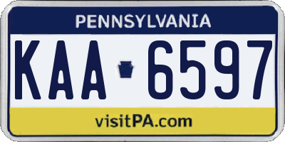 PA license plate KAA6597
