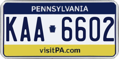 PA license plate KAA6602
