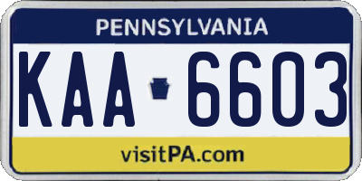 PA license plate KAA6603