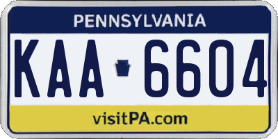 PA license plate KAA6604