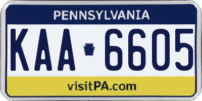 PA license plate KAA6605