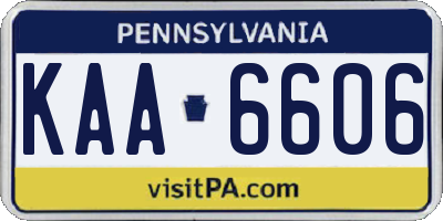 PA license plate KAA6606