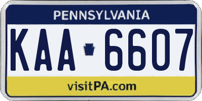 PA license plate KAA6607