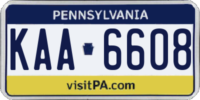 PA license plate KAA6608