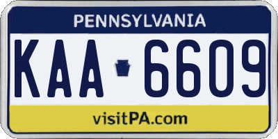 PA license plate KAA6609