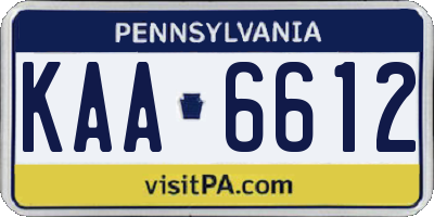 PA license plate KAA6612