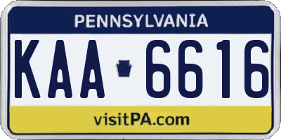 PA license plate KAA6616
