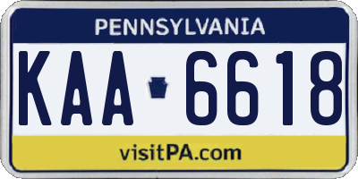 PA license plate KAA6618