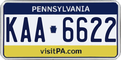 PA license plate KAA6622