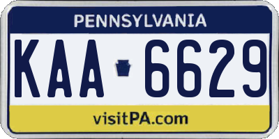 PA license plate KAA6629