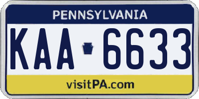 PA license plate KAA6633