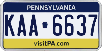 PA license plate KAA6637
