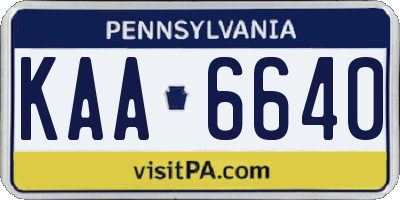PA license plate KAA6640