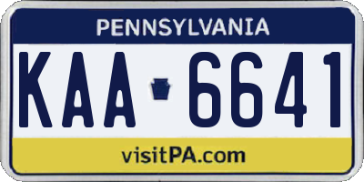 PA license plate KAA6641